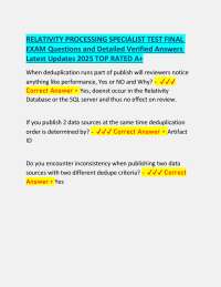 Relativity Processing Specialist Test Final Exam Questions and Answers