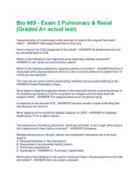 Pulmonary and Renal System: Exam Questions and Answers