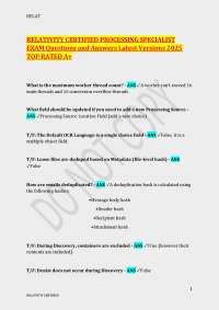 Relativity Certified Processing Specialist Exam Questions and Answers