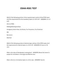 OSHA 10-Hour General Industry Outreach Training: Questions and Answers