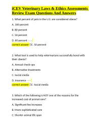 iCEV Veterinary Laws & Ethics Assessments Review Exam Questions And Answers