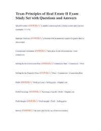Texas Principles of Real Estate II Exam Study Set with Questions and Answers
