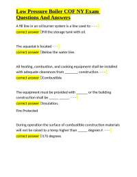 Low Pressure Boiler COF NY Exam Questions and Answers