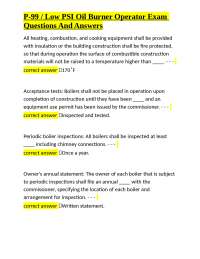Low PSI Oil Burner Operator Exam Questions and Answers