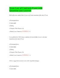 Texas Law of Contracts Exam with Questions and Answers