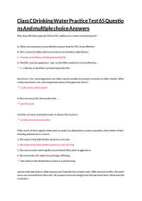 Class C Drinking Water Practice Test 65 Questions And Answers