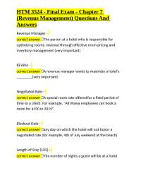 HTM 3524 - Final Exam - Chapter 7 (Revenue Management) Questions And Answers