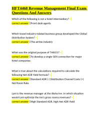 HFT4468 Revenue Management Final Exam Questions And Answers