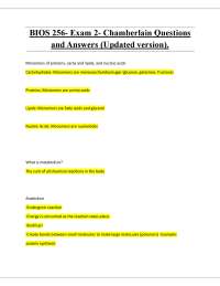 BIOS 256- Exam 2- Chamberlain Questions and Answers (Updated version).