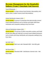 Revenue Management for the Hospitality Industry Exam 2 Questions And Answers