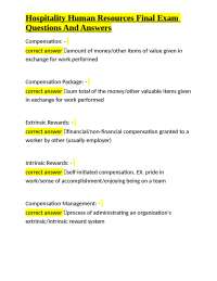 Hospitality Human Resources Final Exam Questions And Answers
