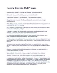 Natural Science CLEP Exam With Questions and Correct Answers