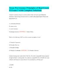 Texas Pre-License Principles of Real Estate II Exam 2 with Complete Solutions