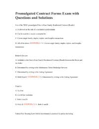 Promulgated Contract Forms Exam with Questions and Solutions