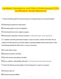 Certified Compliance and Ethics Professional (CCEP) Certification Study Resource)