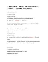 Promulgated Contract Forms Exam Study Pool with Questions and Answers