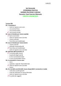 ECONOMIA POLITICA SCIENZE POLITICHE E SOCIALI Docente: Ciani Scarnicci Manuela
