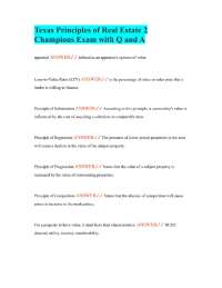 Texas Principles of Real Estate 2 Champions Exam with Q and A