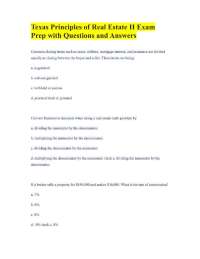 Texas Principles of Real Estate II Exam Prep with Questions and Answers