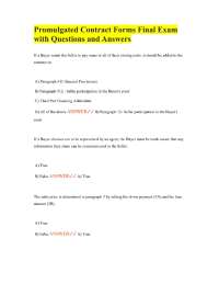 Promulgated Contract Forms Final Exam with Questions and Answers