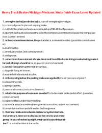 Heavy Truck Brakes Michigan Mechanic Study Guide Exam