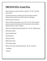 NBCOT/COTA Exam Prep: Occupational Therapy Group Dynamics and Development