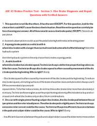 ASE A5 Brakes Practice Test - Section 3: Disc Brake Diagnosis and Repair