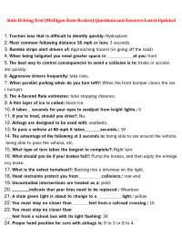 Michigan State Driving Test Questions and Answers