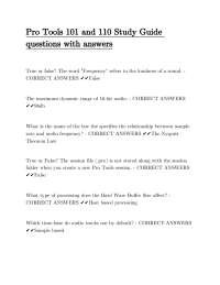Pro Tools 101 and 110 Study Guide: Questions and Answers
