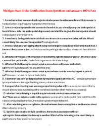Michigan State Brake Certification Exam Questions and Answers 100% Pass