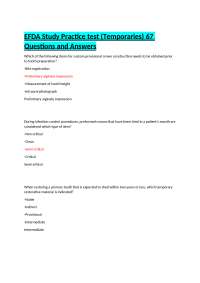 EFDA Study Practice Test (Temporaries): Questions and Answers