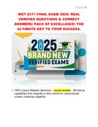 MGT 6311 FINAL EXAM 2025: REAL  VERIFIED QUESTIONS & CORRECT  ANSWERS| PACK OF EXCELLENCE.