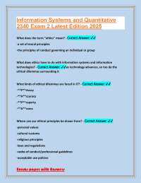 Information Systems and Quantitative Ethics: Exam 2 Review Questions and Answers