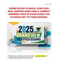Cosmetology Clinical Exam 2025: Real Verified Questions & Correct Answers