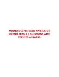 Minnesota Pesticide Applicator License Exam 2: Questions and Answers