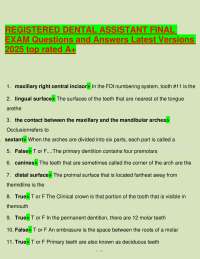 Registered Dental Assistant Final Exam Questions and Answers