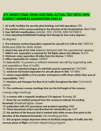 ATC BASICS FINAL EXAM QUIZ REAL ACTUAL TEST WITH 100% CORRECT ANSWERS GUARANTEED PASS A+