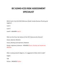 IEC 62443-IC33 RISK ASSESSMENT SPECIALIST QUESTIONS AND ANSWERS 2025