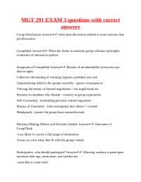 MGT 291 EXAM 3 questions with correct answers