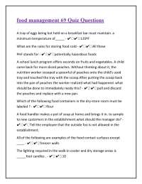 Food Safety Quiz Questions and Answers