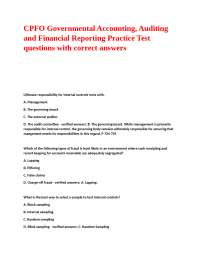 CPFO Governmental Accounting, Auditing and Financial Reporting Practice Test Questions