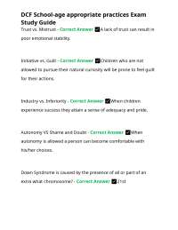 DCF School-age Appropriate Practices Exam Study Guide