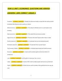 Year 11 Economics Questions and Answers: A Basic Introduction to Economic Concepts