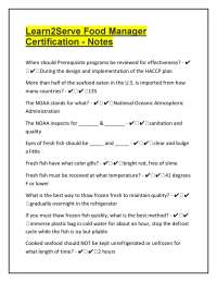 Food Safety and Handling: Learn2Serve Food Manager Certification Notes