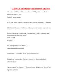 CIPP/US Privacy Law Questions and Answers