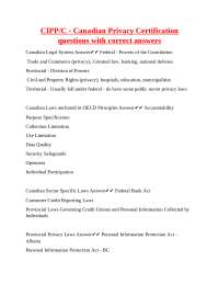 Canadian Privacy Certification (CIPP/C) Study Guide: Questions and Answers