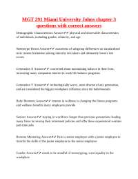 MGT 291 Miami University: Chapter 3 Questions and Answers on Individual Differences