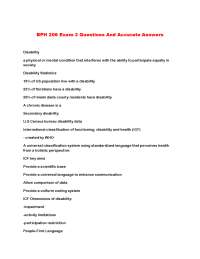 Disability Studies: Exam 3 Questions and Answers