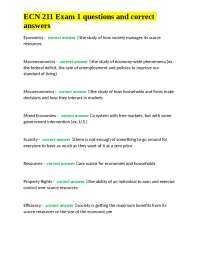 ECN 211 Exam 1 Questions and Answers: Introduction to Economics