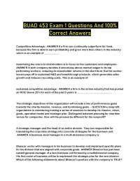 BUAD 453 Exam 1 Questions and Answers: Competitive Advantage and Strategic Management